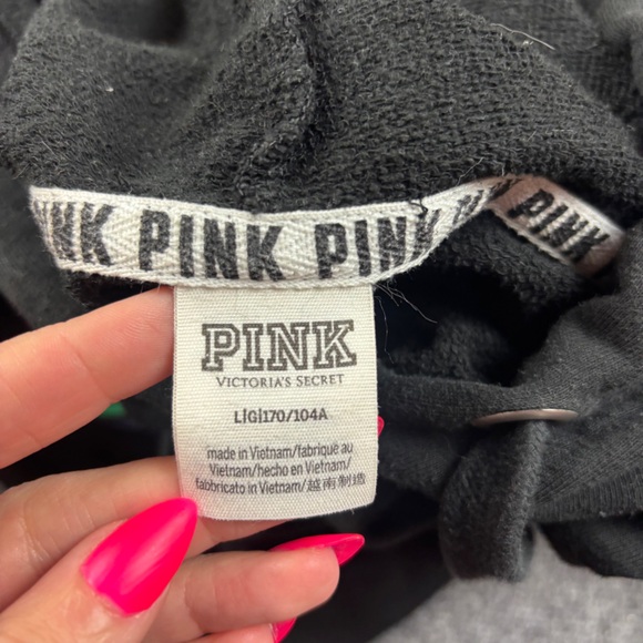 VICTORIA’S SECRET PINK Women’s Black w/Rainbow Hoodie Sweatshirt size: Large - Picture 3 of 5